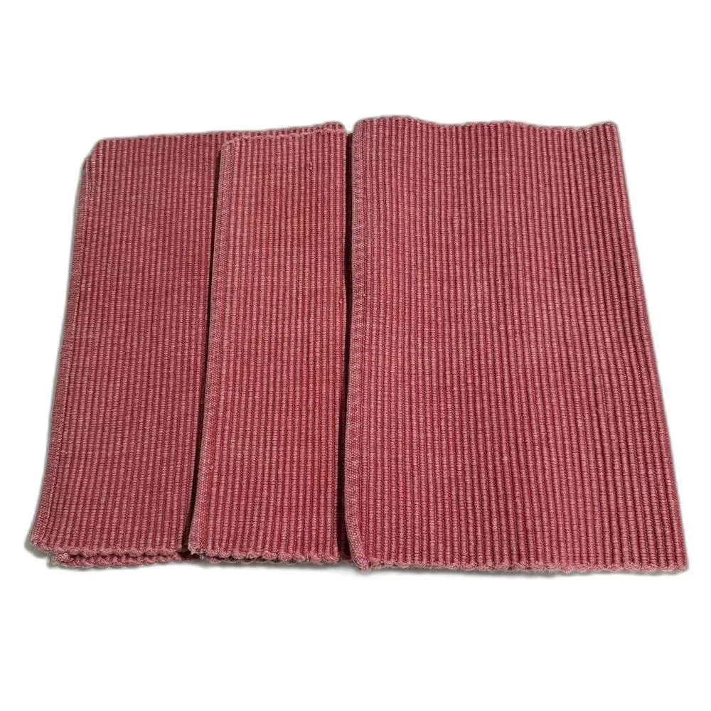 Placemats Kitchen Linens Set of 7 Red Ribbed Rectangular Holiday Place Setting